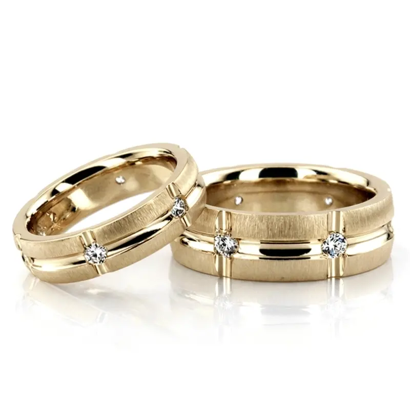 10K his-and-her-diamond-classic-round-wedding-band - main view