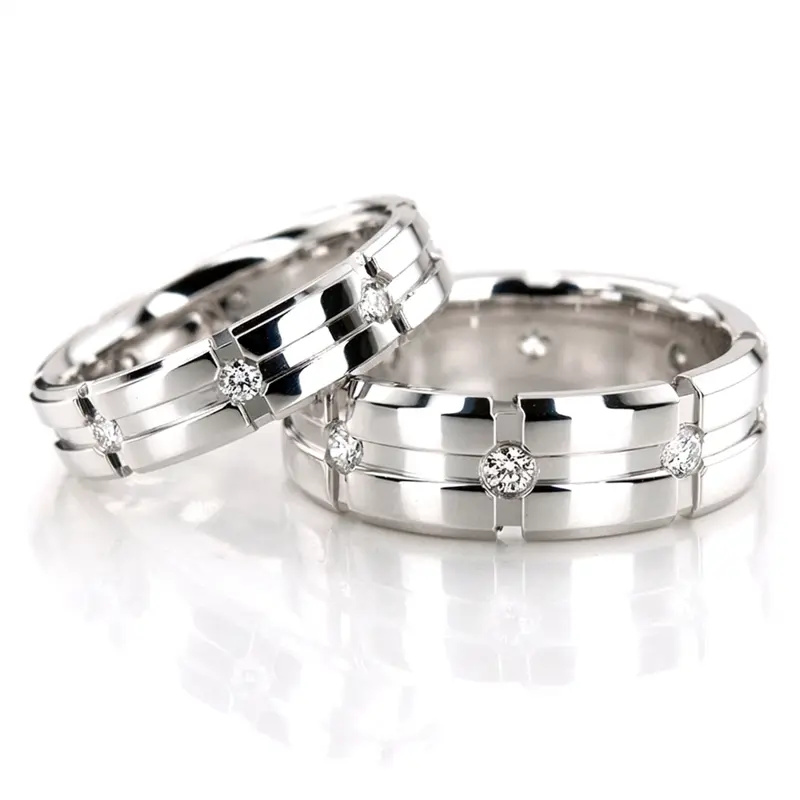 10K his-and-her-diamond-classic-round-wedding-rings - main view