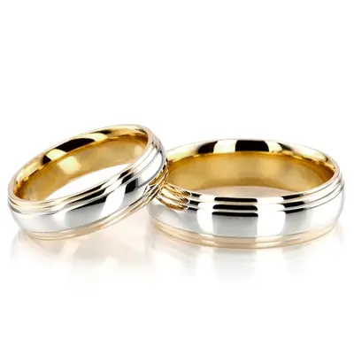 Double Step Edge Carved Design Wedding Band Set - view 2 of 5