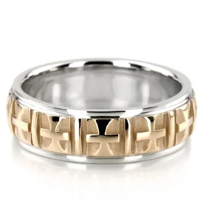 Fine Cross Religious Wedding Ring Set - view 4 of 4