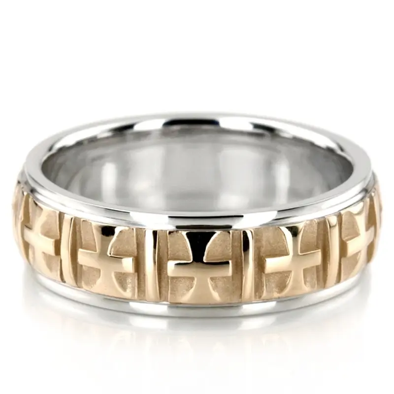 10K his-and-her-basic-carved-religious-wedding-ring - alternate view 4