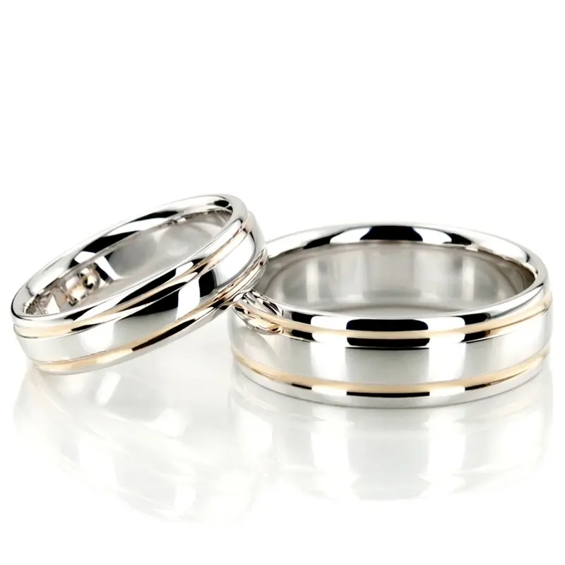 10K his-and-her-basic-carved-simple-wedding-ring - main view