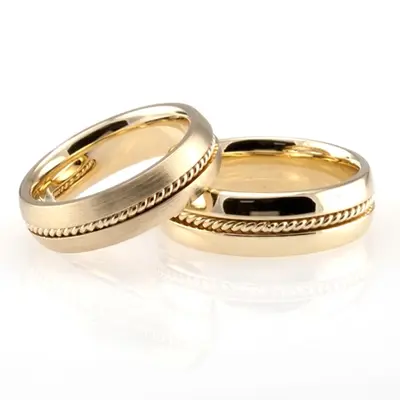 Traditional Single Braid Handmade Wedding Band Set - view 1 of 3