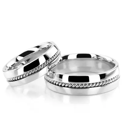 Traditional Single Braid Handmade Wedding Band Set - view 2 of 3