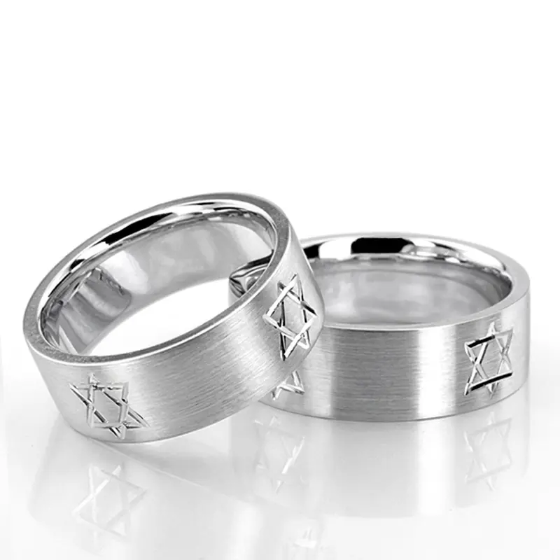 18K his-and-her-basic-carved-religious-wedding-band - main view