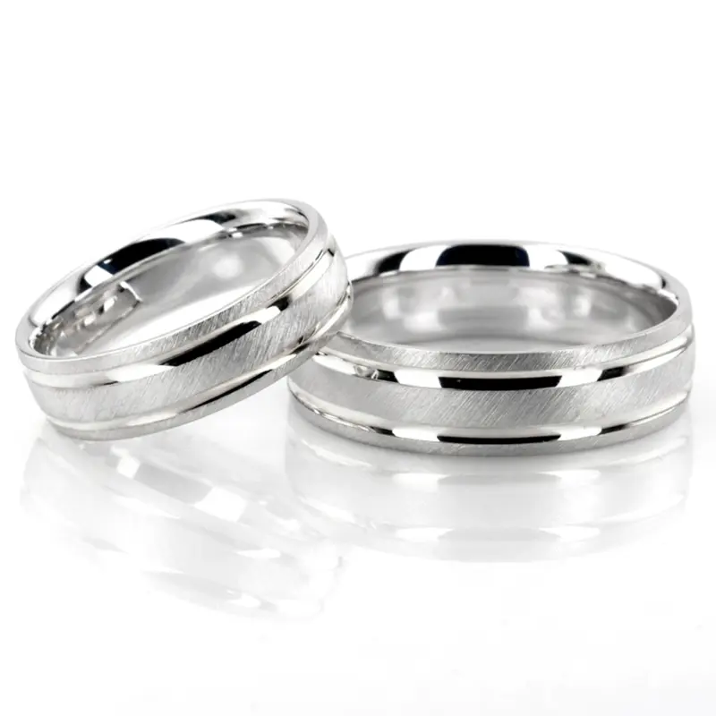 10K his-and-her-basic-carved-simple-wedding-ring - alternate view 4