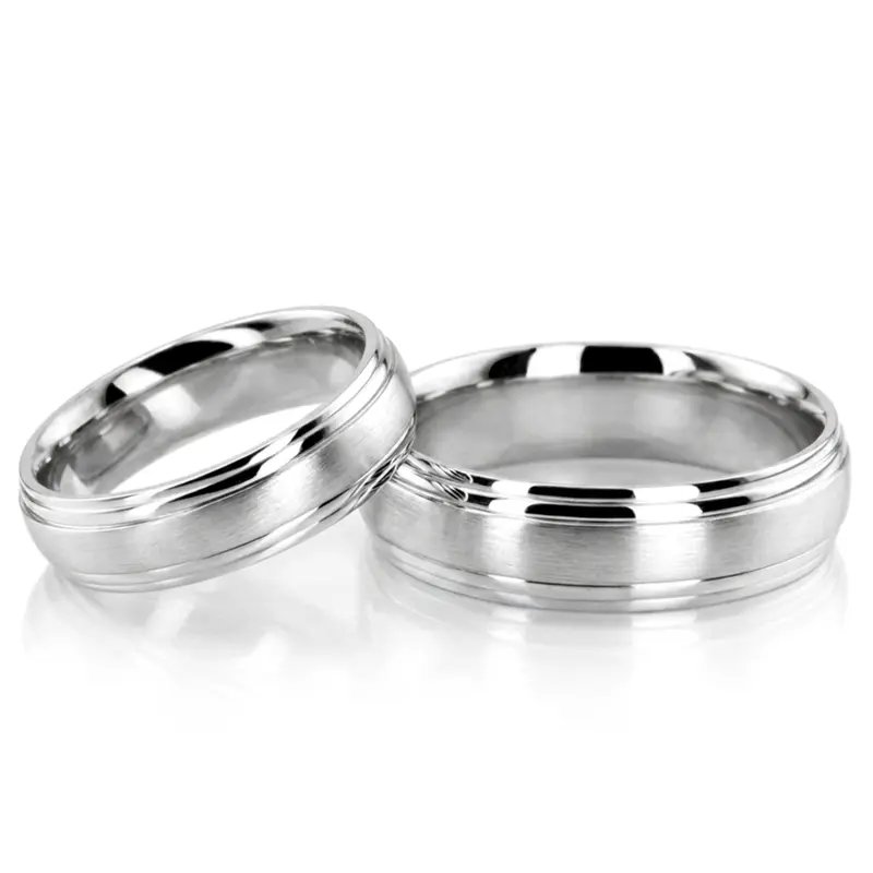 10K his-and-her-basic-carved-simple-wedding-bands - alternate view 3