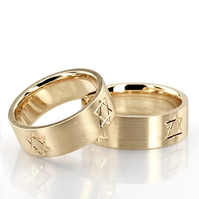 18K his-and-her-basic-carved-religious-wedding-band - alternate view 2