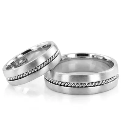 Traditional Single Braid Handmade Wedding Band Set - view 3 of 3