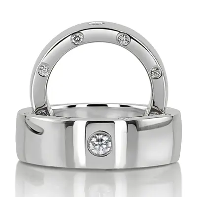 Sturdy Side-stoned Diamond Wedding Ring Set - view 1 of 3
