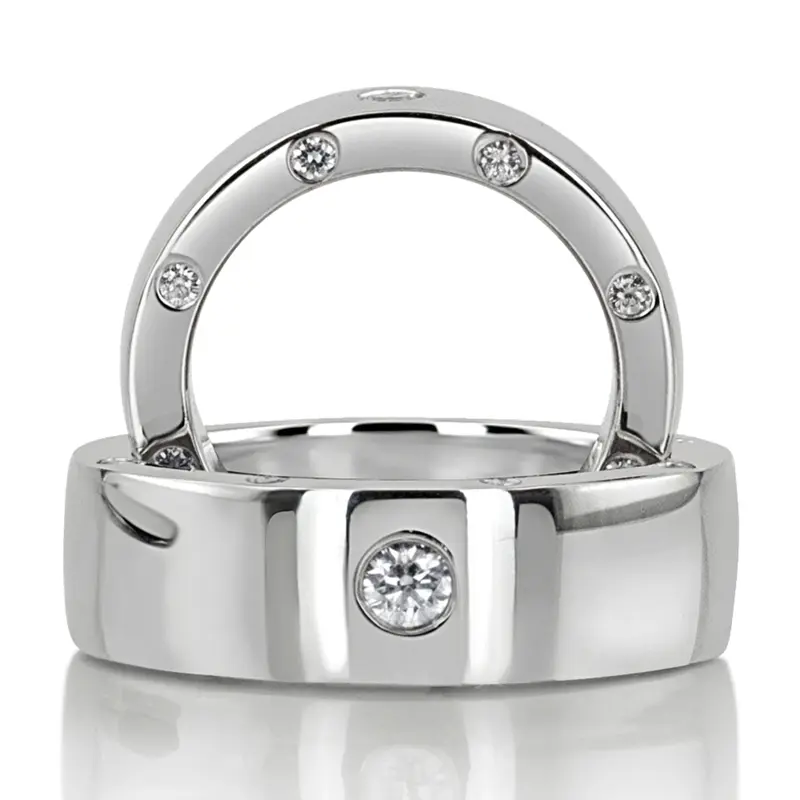 plat his-and-her-diamond-classic-round-wedding-band - main view