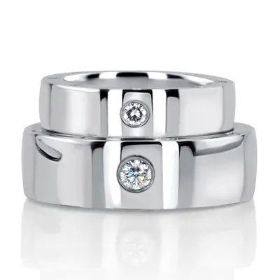 Sturdy Side-stoned Diamond Wedding Ring Set - view 3 of 3