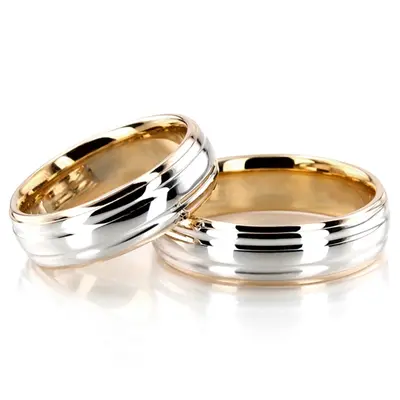 Chic Brushed Basic Carved Wedding Ring Set - view 4 of 5