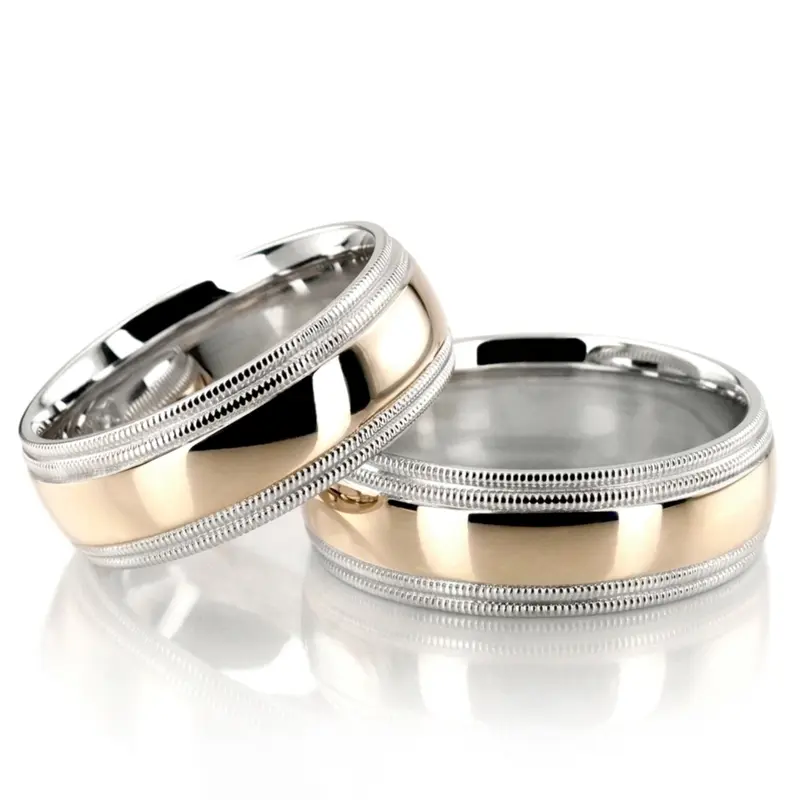 14K his-and-her-basic-carved-simple-wedding-ring - alternate view 3