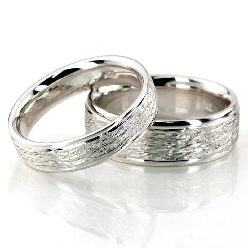 10K his-and-her-diamond-carved-wedding-bands - alternate view 2