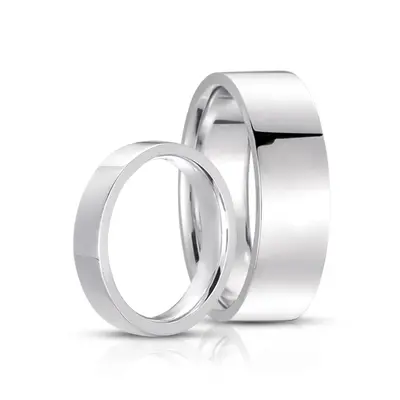 Flat Comfort Fit Wedding Band Set - view 1 of 2