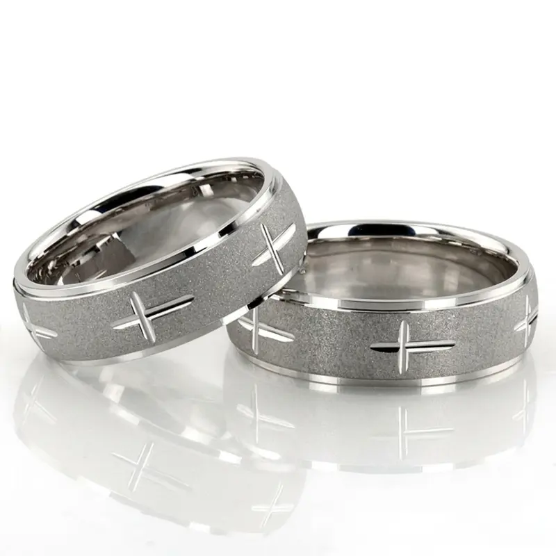 14K his-and-her-basic-carved-religious-wedding-band - alternate view 5