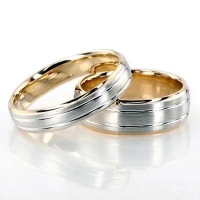 Chic Brushed Basic Carved Wedding Ring Set - view 1 of 5