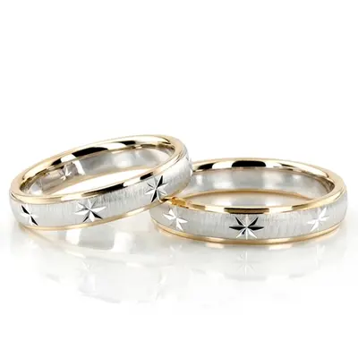 Step Edge Cross-satin Basic Design Wedding Ring Set - view 5 of 6