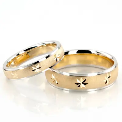Step Edge Cross-satin Basic Design Wedding Ring Set - view 2 of 6