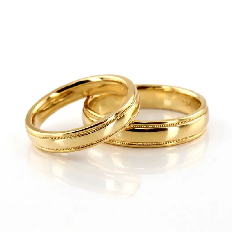 14K his-and-her-basic-carved-wedding-bands - alternate view 3