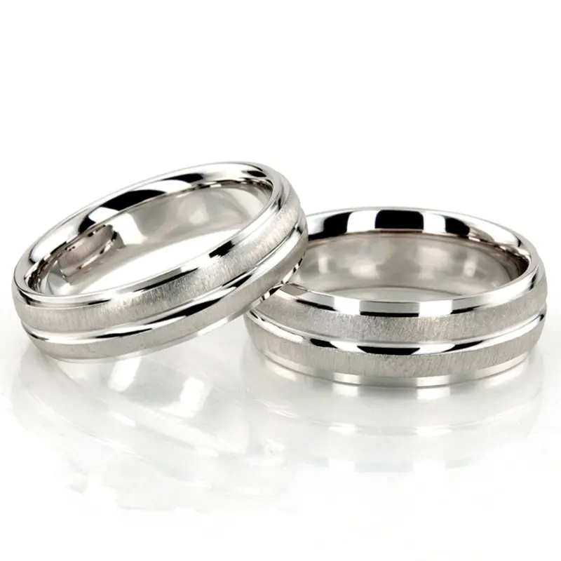 10K his-and-her-basic-carved-simple-wedding-bands - alternate view 5