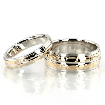 Fine Brush Finish Basic Designer Wedding Ring Set - view 3 of 5