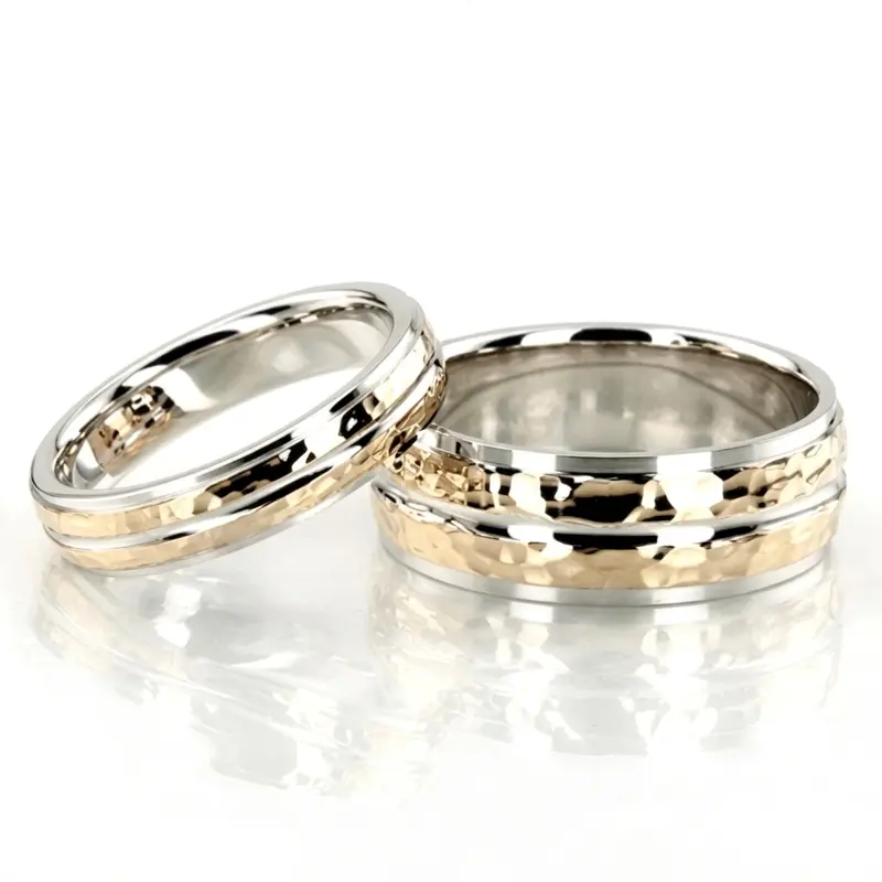 10K his-and-her-basic-carved-simple-wedding-bands - alternate view 3