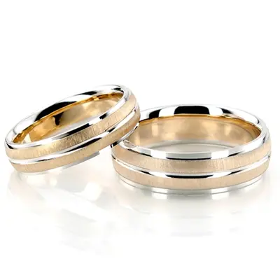 Fine Brush Finish Basic Designer Wedding Ring Set - view 4 of 5