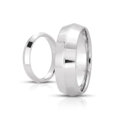 Knife Edge Wedding Band Set - view 3 of 3