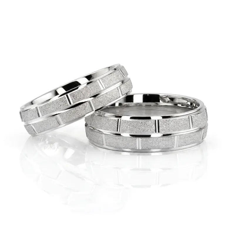 10K his-and-her-diamond-carved-wedding-ring - alternate view 5