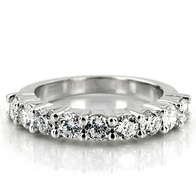 14K white gold 9-Stone Round Cut Diamond Wedding Band (1 1/3 ct. tw.) - main view
