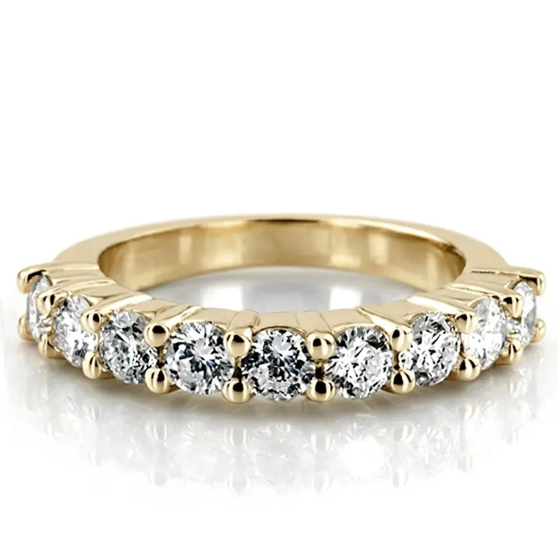 14K white gold 9-Stone Round Cut Diamond Wedding Band (1 1/3 ct. tw.) - alternate view 2