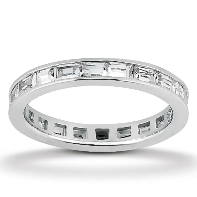 14K white gold 1.50 ct. Baguette Cut Channel Set Diamond Eternity Wedding Band - main view