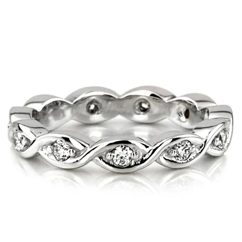 14K white gold 0.22 ct. Infinity Design Diamond Eternity Wedding Band - alternate view 2