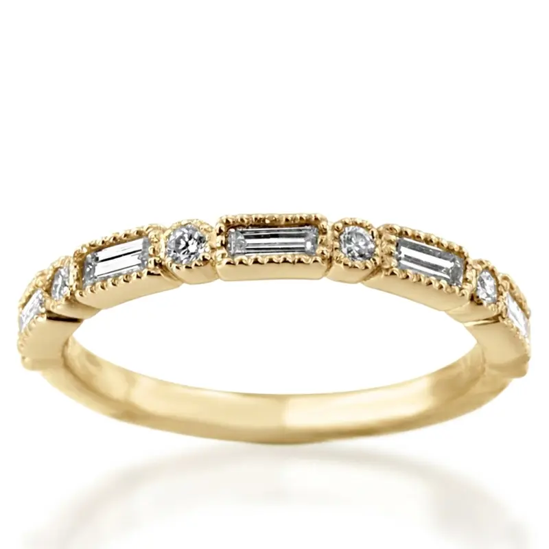 14K white gold Milgrain Edge Bezel Set Diamond Band (3/8 ct. tw.) - alternate view 3