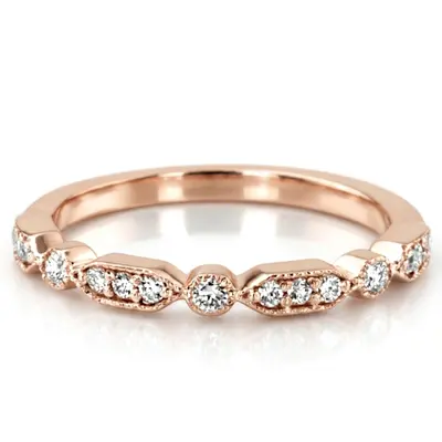Elegant Diamond Wedding And Anniversary Band With Mill Grain Accent (1/5 ct. tw.) - view 3 of 12