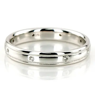 Modern Round Diamond 4mm Wedding Ring - view 2 of 3