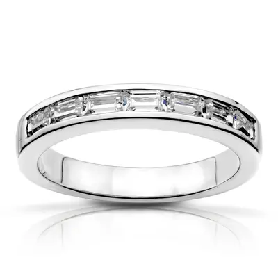 14K white gold Baguette Cut Channel Set Diamond Wedding Ring (1/3 ct. tw.) - main view thumbnail