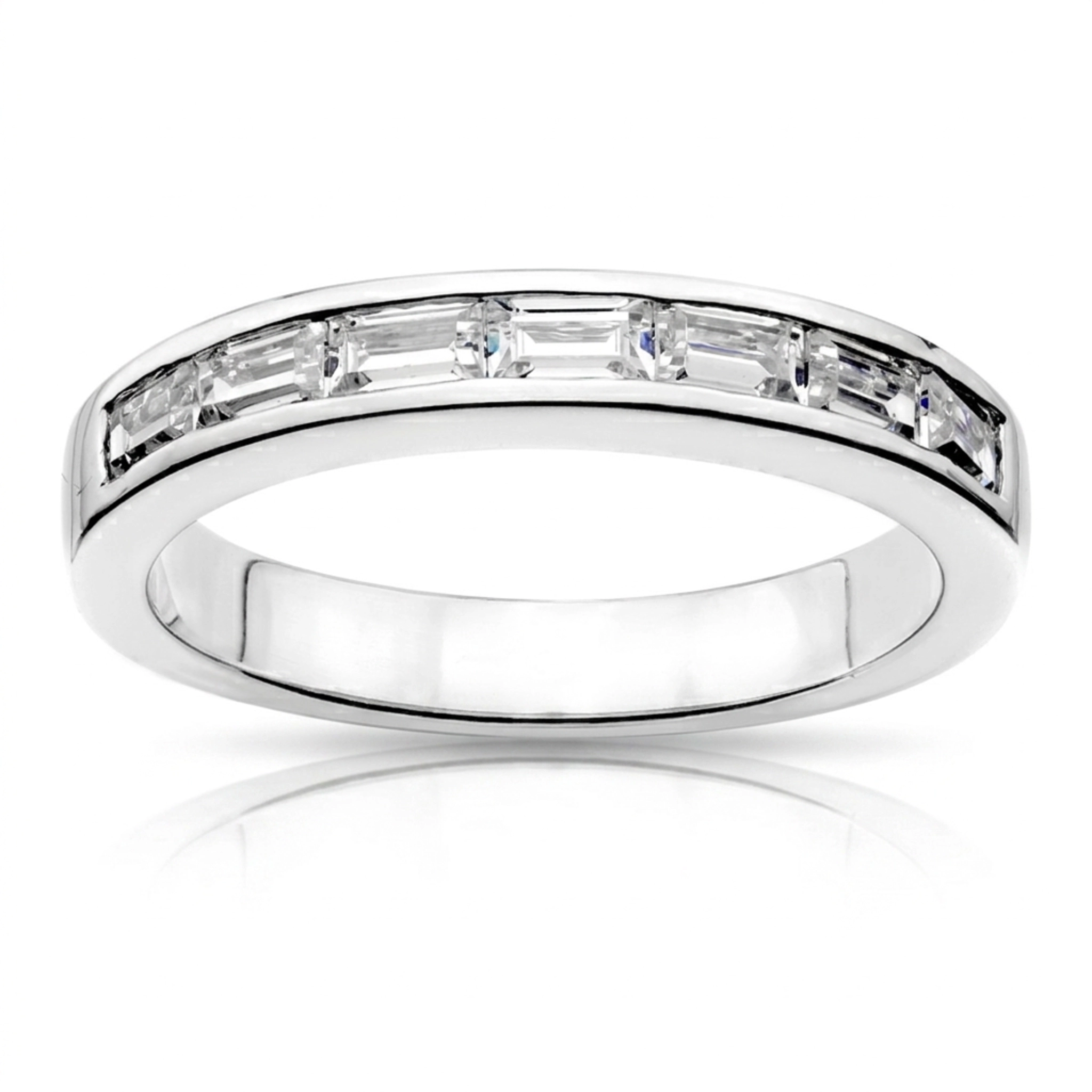 14K white gold 1/2 ct. Baguette Cut Channel Set Diamond Wedding Ring - main view