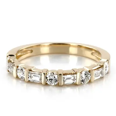 Round and Baguette Cut Bar Set Woman Diamond Ring (3/4 ct. tw.)  - view 1 of 4