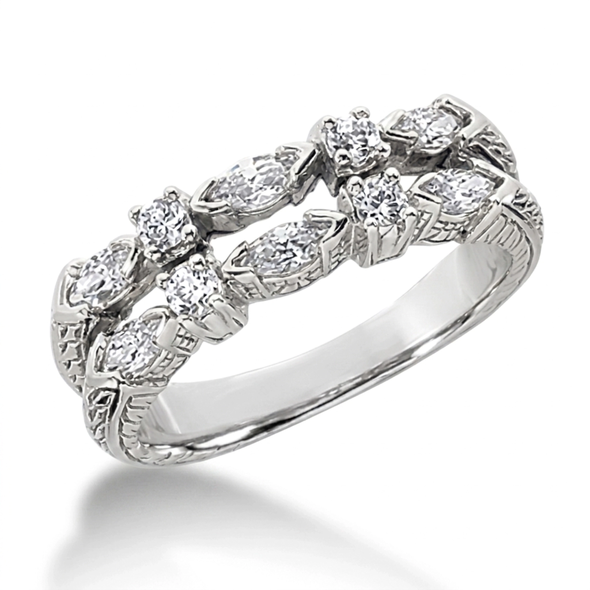 14K white gold 0.58 ct. tw. Diamond Fancy Vintage Ring - alternate view 2