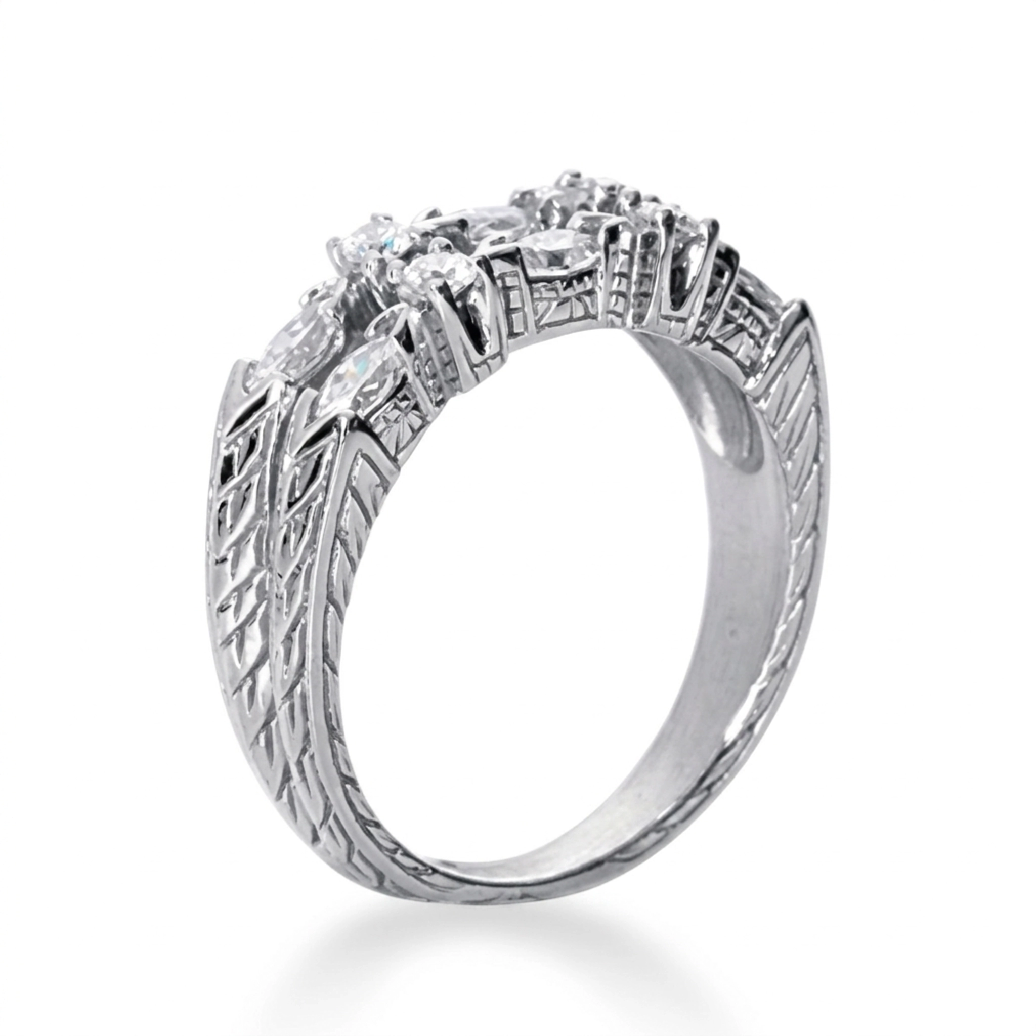14K white gold 0.58 ct. tw. Diamond Fancy Vintage Ring - alternate view 3