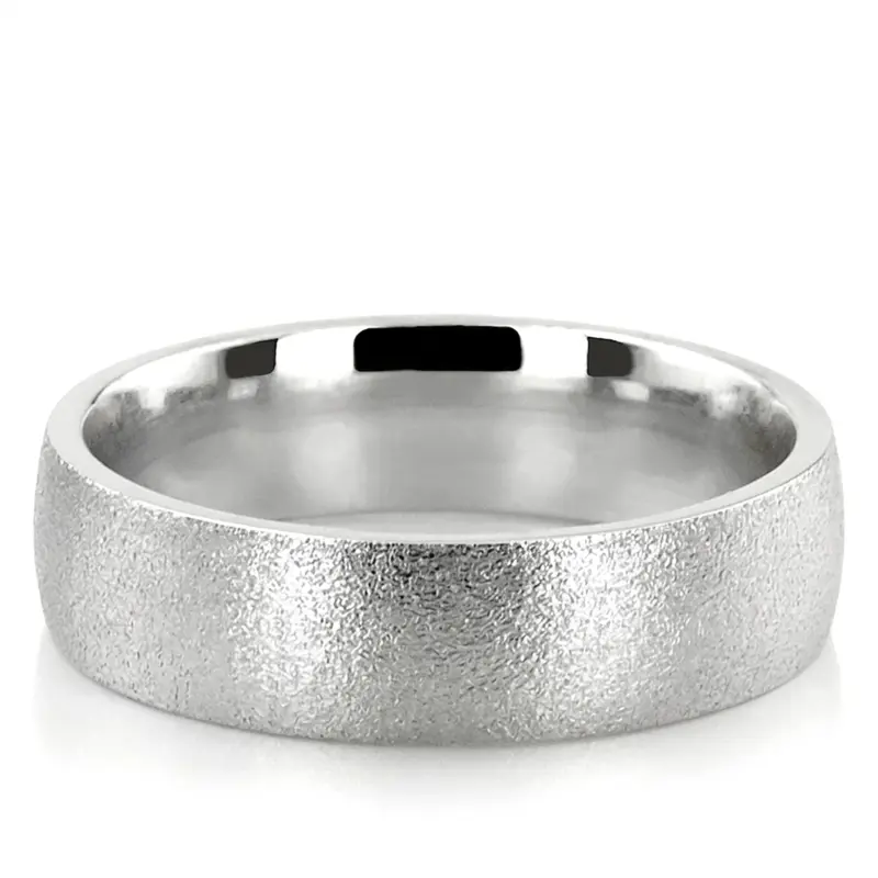 14K white gold 6mm. same as picture Wire-Matte-Plain-Wedding-Band - main view