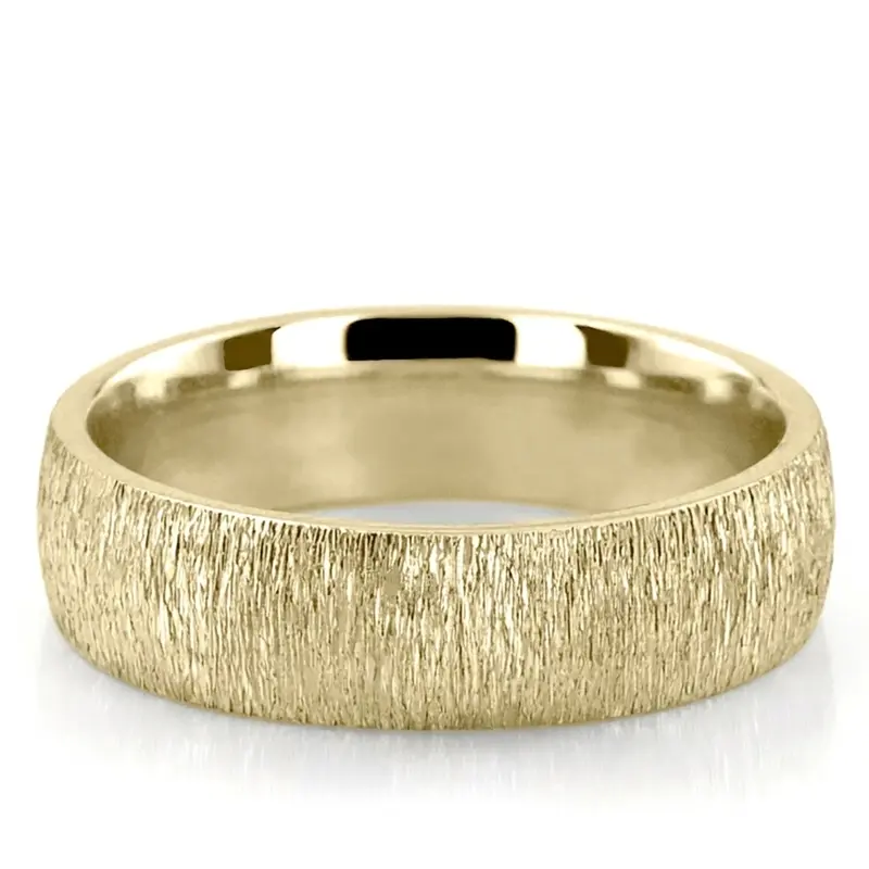 10K yellow gold 6mm. same as picture Bark-Finish-Plain-Wedding-Band - main view