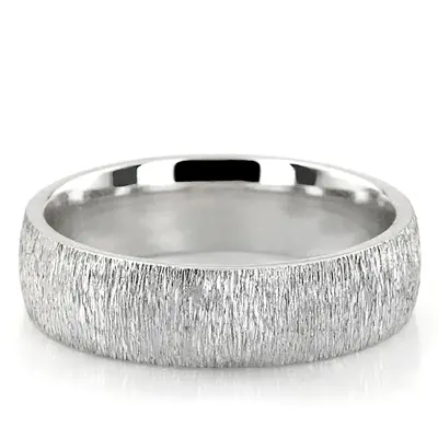 Bark Finish Plain Wedding Band - view 2 of 2