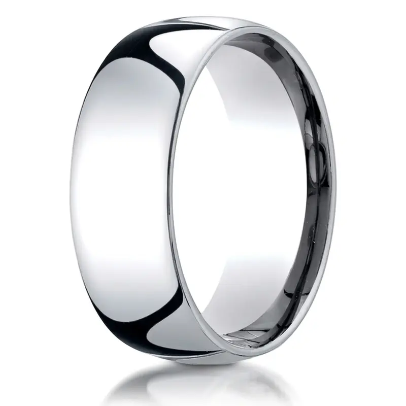 10K white gold 8mm. high polish Benchmark-Plain-Dome-Comfort-Fit-Wedding-Band - alternate view 11