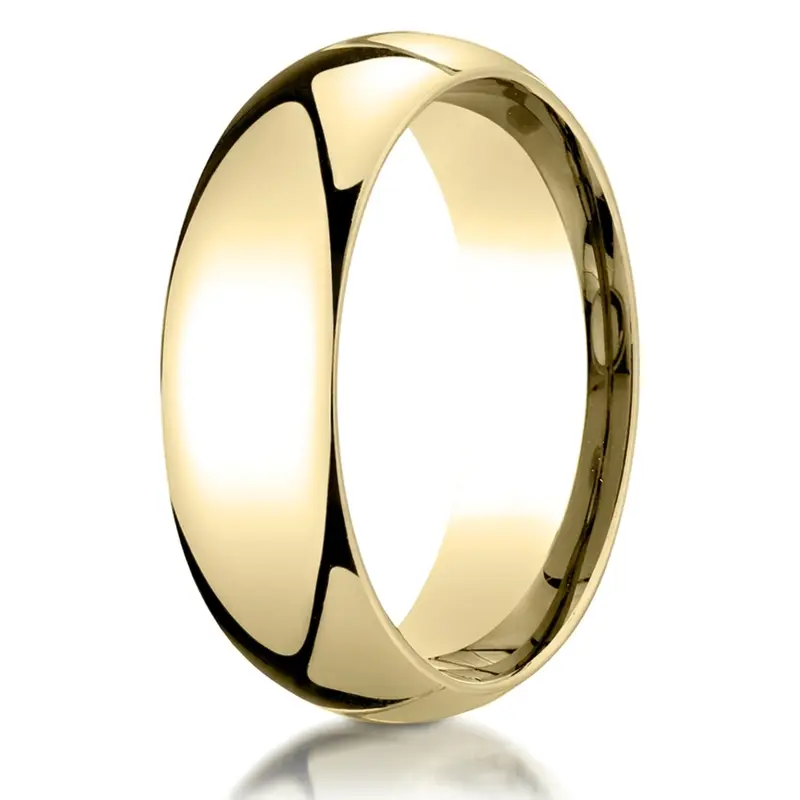 10K yellow gold 7mm. high polish Benchmark-Plain-Dome-Comfort-Fit-Wedding-Band - alternate view 10