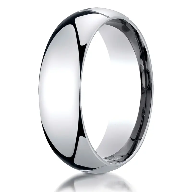 10K white gold 7mm. high polish Benchmark-Plain-Dome-Comfort-Fit-Wedding-Band - alternate view 9