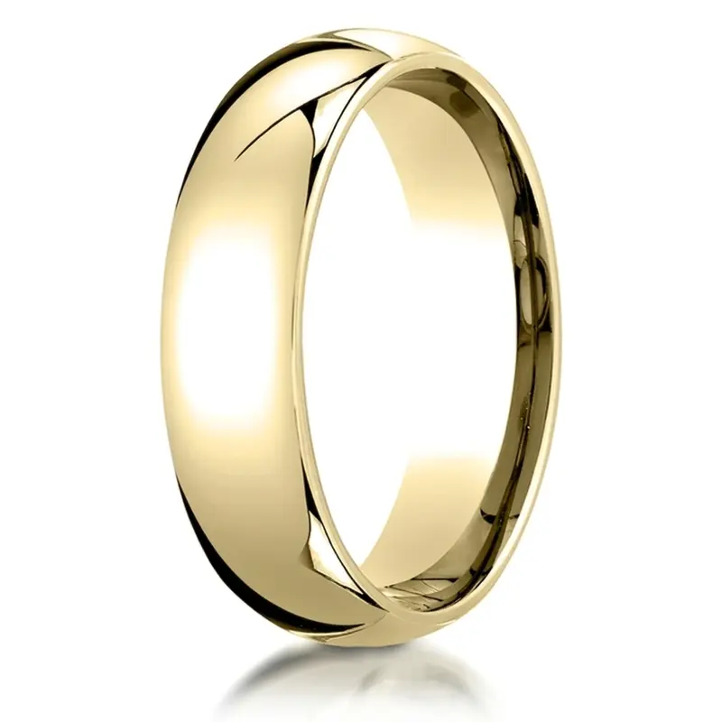10K yellow gold 6mm. high polish Benchmark-Plain-Dome-Comfort-Fit-Wedding-Band - alternate view 8